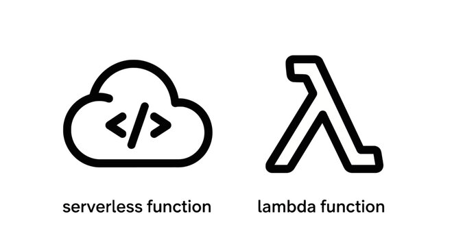 Serverless and lambda function icons for cloud computing with serverless function computing development programming software technology platform