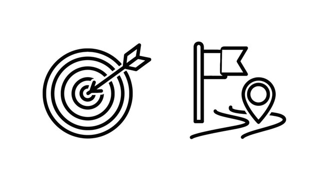 Target and location icons with location pin navigation icon map pin flag icon waypoint marker location navigation direction destination waypoint