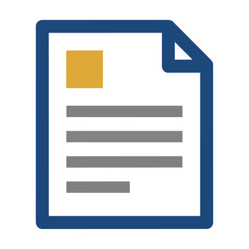 Minimalist news icon featuring a stylized document sheet with horizontal text lines and a graphic element isolated on white Modern information concept