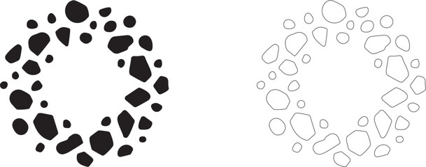 Asteroid ring vector icon, cosmic debris field symbol, asteroid belt, cluster of rocks, planetary rings and astronomy. © PicMag