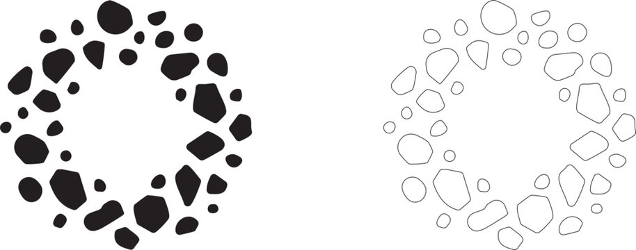 Asteroid ring vector icon, cosmic debris field symbol, asteroid belt, cluster of rocks, planetary rings and astronomy.