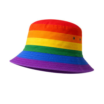 Rainbow Bucket Hat Isolated On White Background
