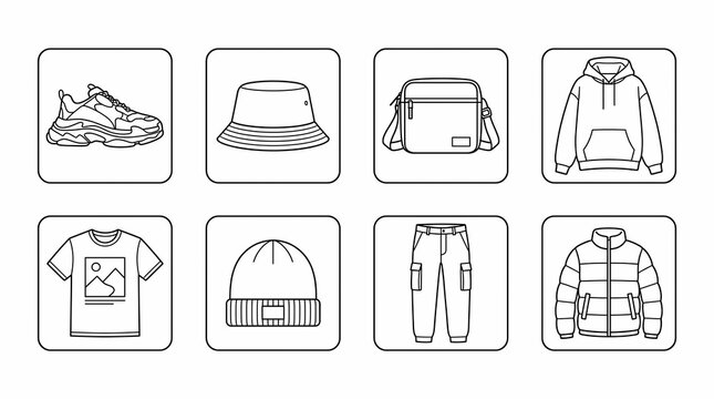 Clothing And Fashion Outline Icons