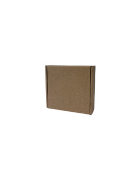 kraft cardboard box isolated on transparent background, open and close packing mockup	
