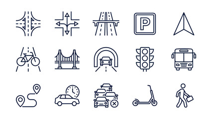 Collection of various transportation and traffic related icons and symbols used daily  signs and vehicles © ABDULLAH