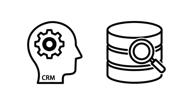 Crm system with gear icon representing data management and customer relationship management customer relationship technology business