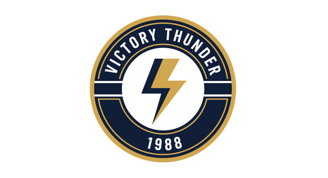 Dynamic circular emblem with an electrifying lightning bolt, concentric rings, and a numerical element. Perfect for branding expressing power, speed, and heritage