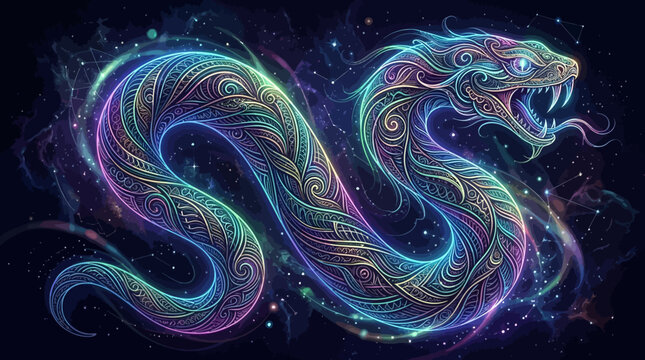 Cosmic Serpent Nebula Fantasy Art