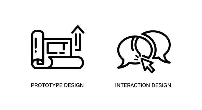 Prototype design and interaction design icons with design tool user interface design process user experience human computer interaction design thinking