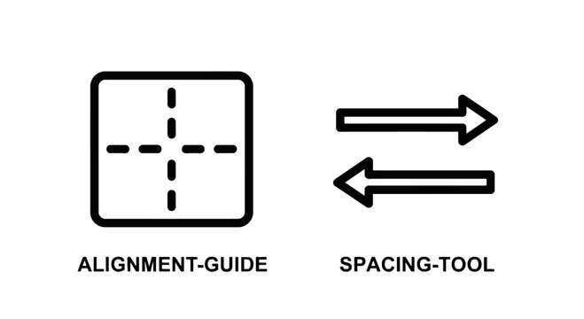 Alignment guide and spacing tool icons for design software with graphic design vector icon design element tool set alignment software layout tool