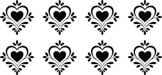 heart pattern vector ornamental motif leaf floral repeat seamless tile © AIcon Star