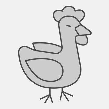 Chicken, farm rooster isometric icon, domestic animals concept. Vector graphics. Bird sign with outline for or web design