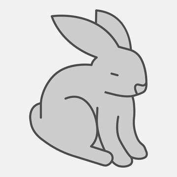 Rabbit isometric icon, domestic animals concept. Vector graphics. Animal sign with outline for or web design
