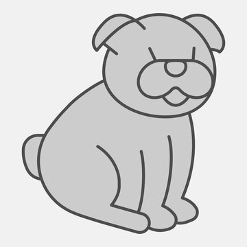 Dog isometric icon, domestic animals concept. Vector graphics. Pet animal sign with outline for or web design