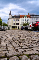 2025-05-04  Cobblestone street in old town of Krapkowice Poland with historic © fotomaster