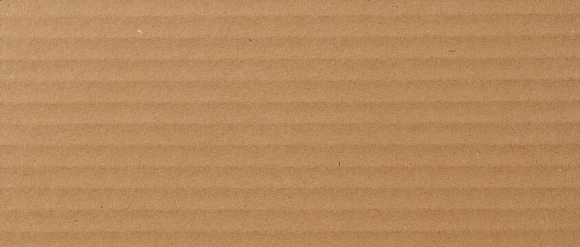 Fine Textured Brown Corrugated Cardboard with Parallel Horizontal Ribs Macro Close-Up - Premium Recycled Eco Packaging Background