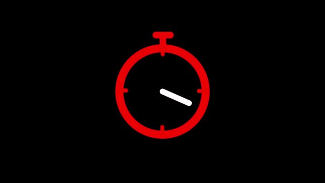 A striking red line art stopwatch icon with a moving hand, suitable for timers or countdown concepts