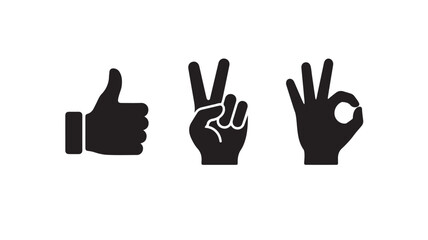 Obraz premium Black Hand Gestures For Approval And Agreement On White Background