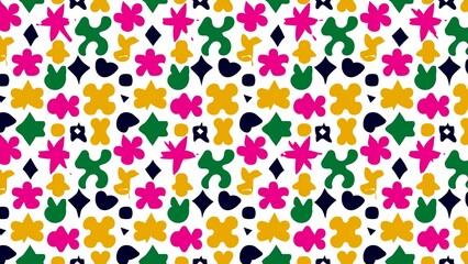 Fototapeta premium Multicolour Flower Star Shape Dense Flat 2D Abstract Background