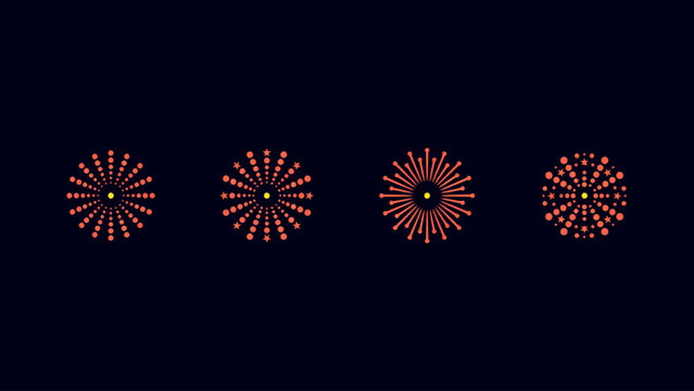 Colorful fireworks explosion with spark particles in dark space