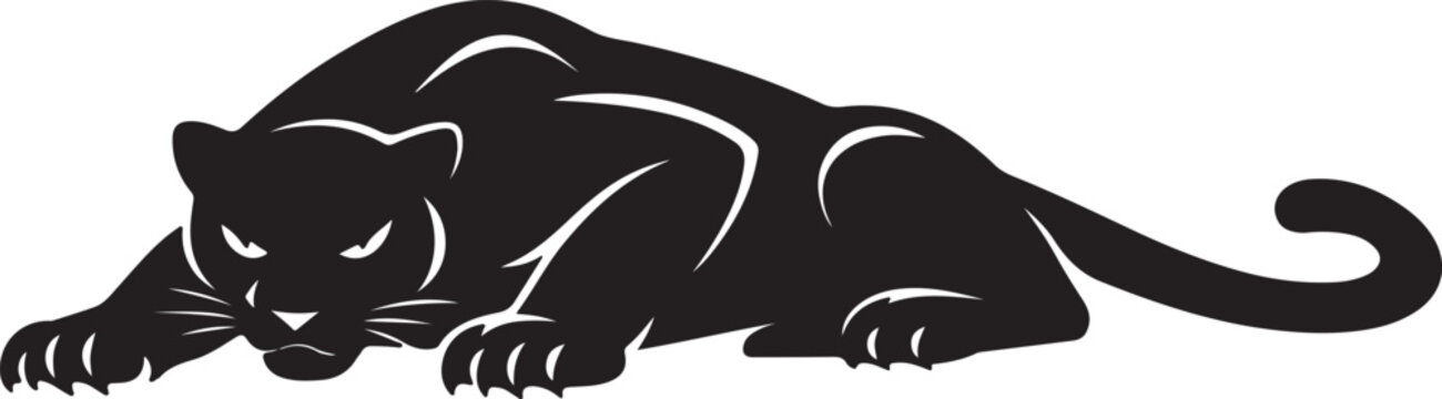 Crouching Black Panther Silhouette Mascot Emblem