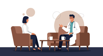 Obraz premium Doctor Discussing with Patient in a Cozy Office Setting