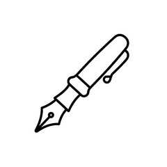 Obraz premium Black and white illustration of a fountain pen nib writing instrument office supplies.