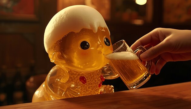 baby doll drinking a glass of juice