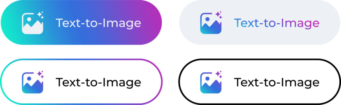 Text to Image Generative AI Button UI Elements with Image Icons