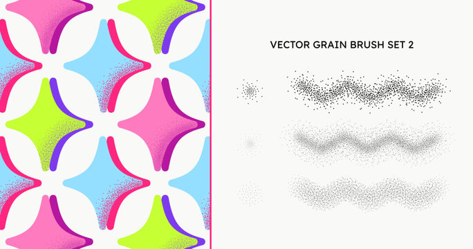 Editable Vector Stippling and Grain Brush Set, Noise Texture Effect, Stipple Dithering Dot Shading, Halftone Style Brushes