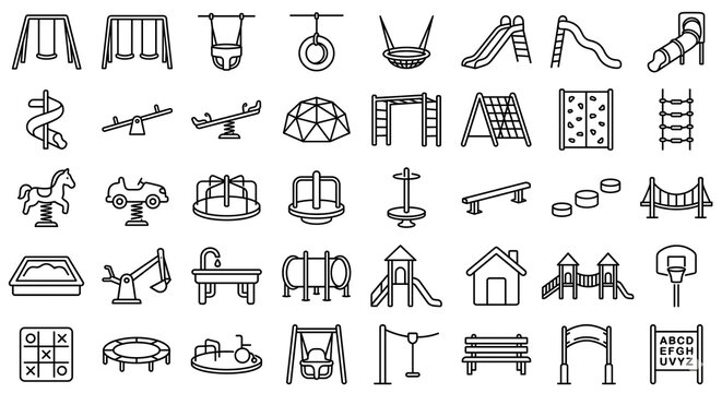 Set of playground equipment icons