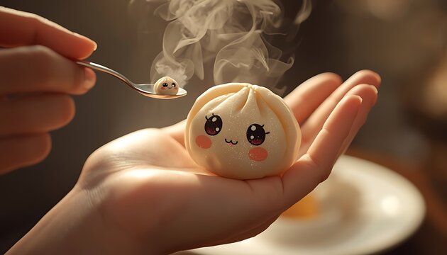Hand Holding a cute momo Toy