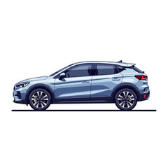 Obraz premium Modern Light Blue Crossover SUV Car Isolated - Side View, Clean Design