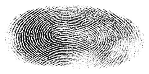 Abstract black human fingerprint oval texture biometric security identity verification concept isolated vector illustration background. © Artful