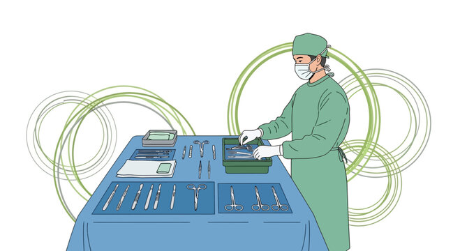 Surgeon Preparing Surgical Instruments for Operation