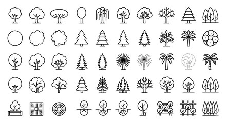 Set of tree icons in line style © Designcity32