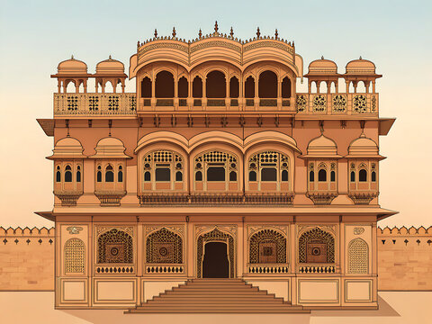  Patwon Ki Haveli Jaisalmer, geometric vector architecture