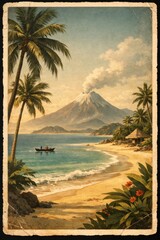 Obraz premium Vintage tropical island paradise.