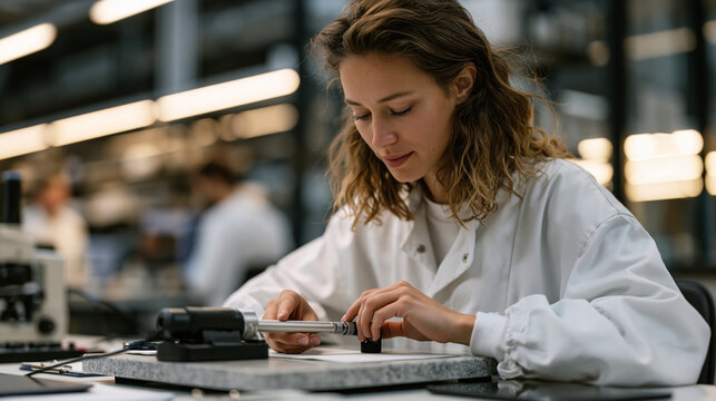 Metrologist calibrating precision torque wrench using certified reference standard on granite surface plate, ISO laboratory setting, quality assurance technician, dimensional