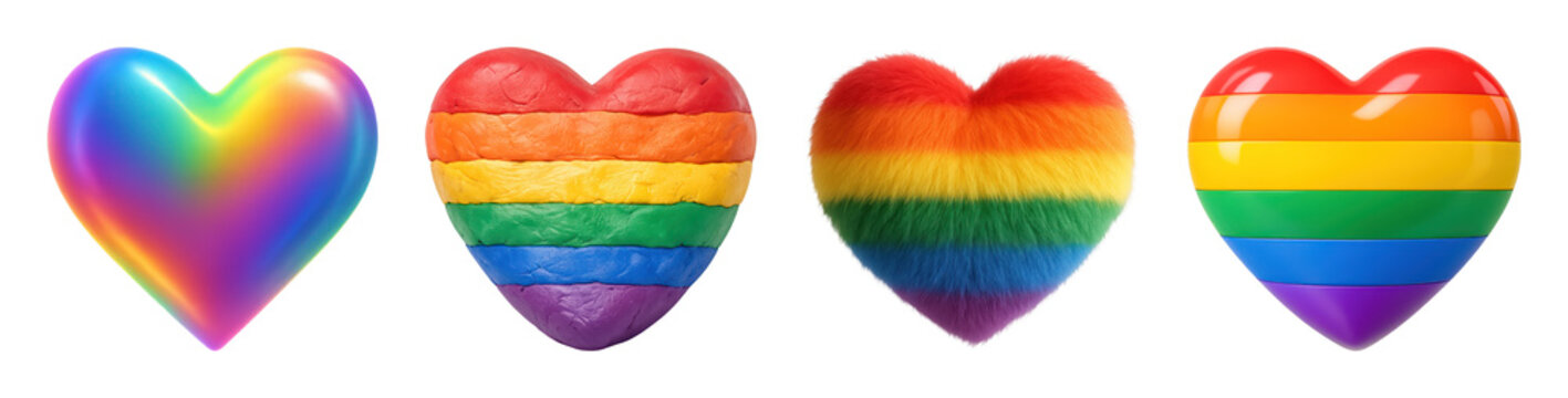 PNG Vibrant rainbow heart designs on transparent background