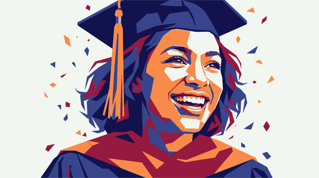 Young Woman Wearing Graduation Cap.