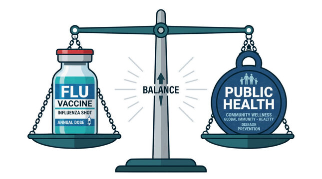 Flu Vaccine and Public Health Balance Concept The Concept of the Flu, Influenza, and Winter Infectious Diseases