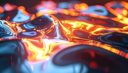 Fototapeta premium Close-up of glowing molten peaks with orange light.