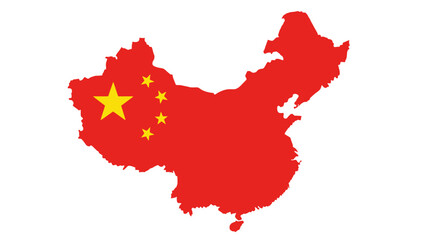 Map of China with national flag. © Bawoto