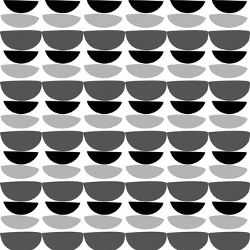 Monochrome geometric pattern of repeating semicircle shapes with geometric