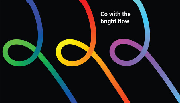 Abstract Colorful Gradient Vertical Loop Lines with Quote on Black Background