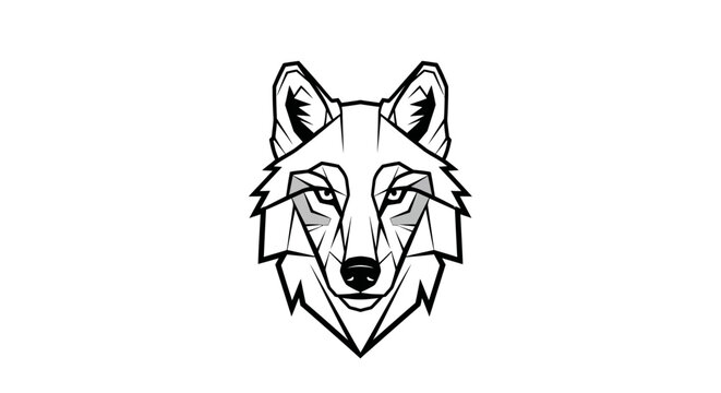 Minimalist Wolf Head Logo Design in Black and White Vector Illustration