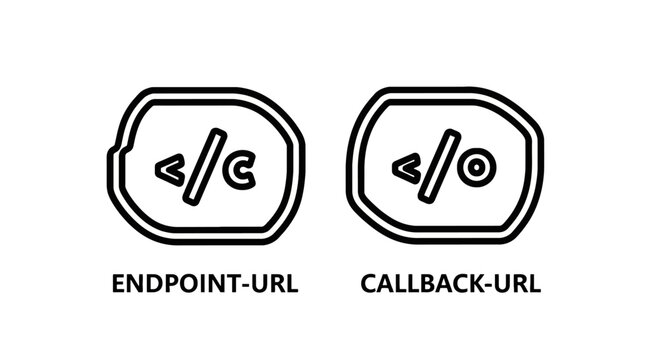Endpoint url and callback url icons with web service endpoint icon api icon network icon communication icon digital icon technology icon software icon