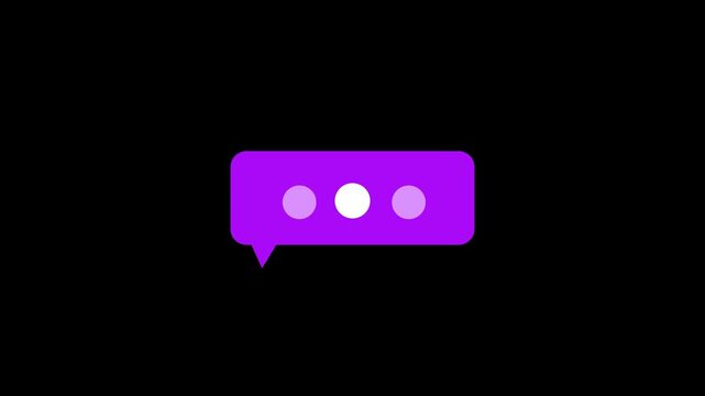 Animated Chat Message Bubble Typing Indicator on black background.4k video
