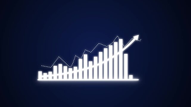 Animated Business Growth Bar Chart with Rising Line Graph Financial Analytics Motion Graphic.4k video